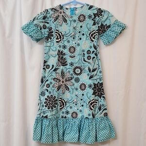 Floral Blue and Black Kids Dress
